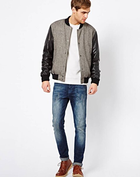 Calvin Klein Bomber jacket with leather sleeves