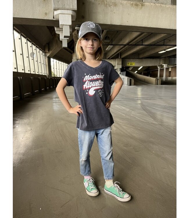 GIRL'S CHARCOAL NAVY GRAPHIC T-SHIRT