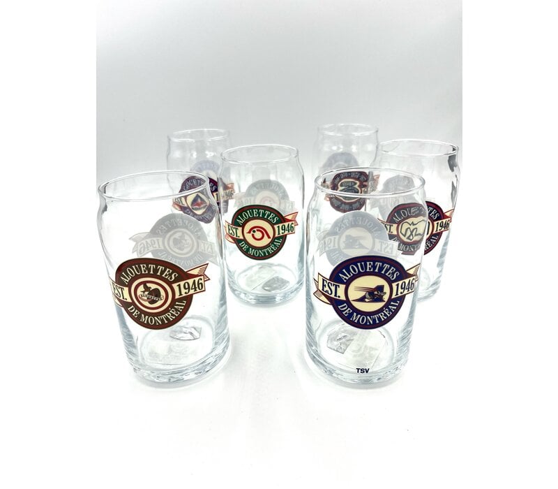 6 PACK GLASSES WITH HISTORIC LOGOS