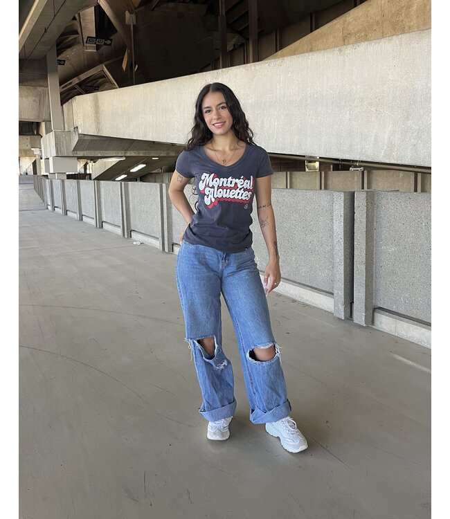WOMEN'S CHARCOAL NAVY GRAPHIC T-SHIRT