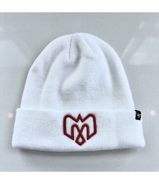 Brand 47 WHITE RAISED CUFF KNIT - RED LOGO