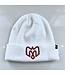 WHITE RAISED CUFF KNIT - RED LOGO