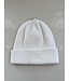 WHITE RAISED CUFF KNIT - RED LOGO