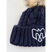 TUQUE POMKNIT POUR FEMME - MARINE