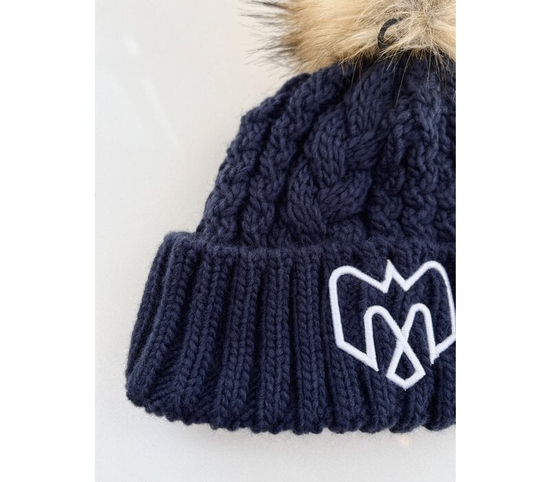 TUQUE POMKNIT POUR FEMME - MARINE