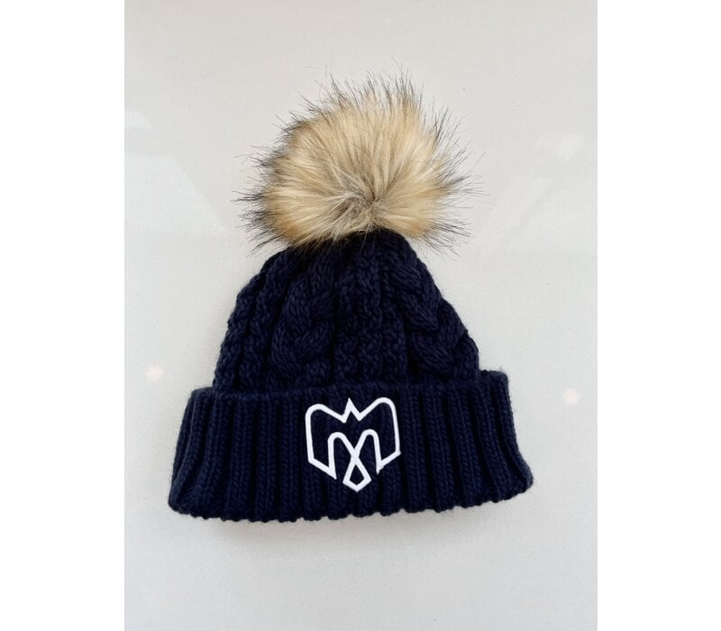 TUQUE POMKNIT POUR FEMME - MARINE