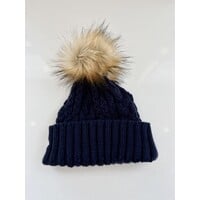 TUQUE POMKNIT POUR FEMME - MARINE