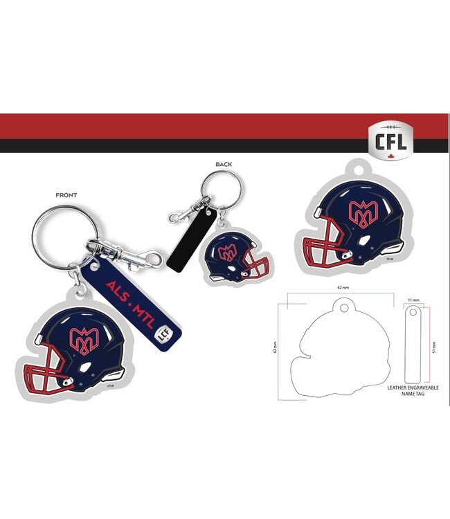 Porte-clés casque Alouettes  recto verso