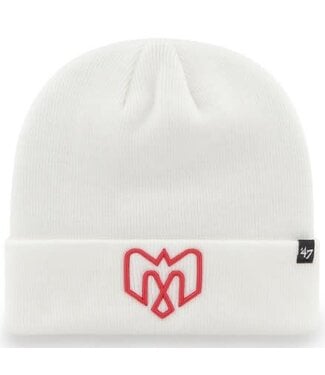 Brand 47 WHITE RAISED CUFF KNIT - RED LOGO