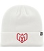 TUQUE BLANCHE CLASSIQUE AVEC LOGO ROUGE