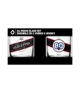 INGLASCO 2 PACK 11oz ROCKS GLASS SET - 80th LOGO