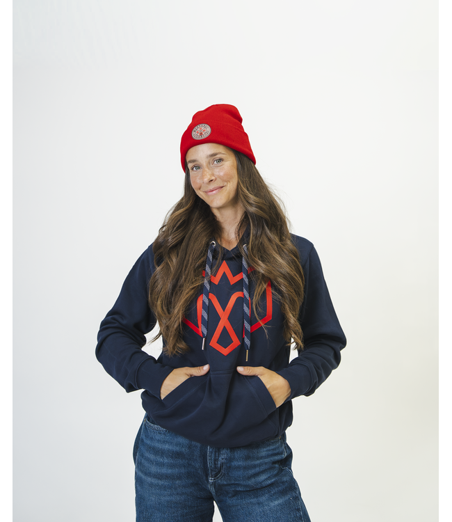 RED CUFF BEANIE - RUBBER LOGO