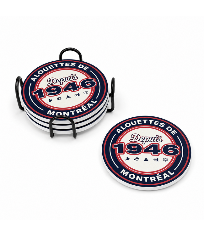 ENSEMBLE DE 4 SOUS-VERRES EN CÉRAMIQUE - LOGO 80