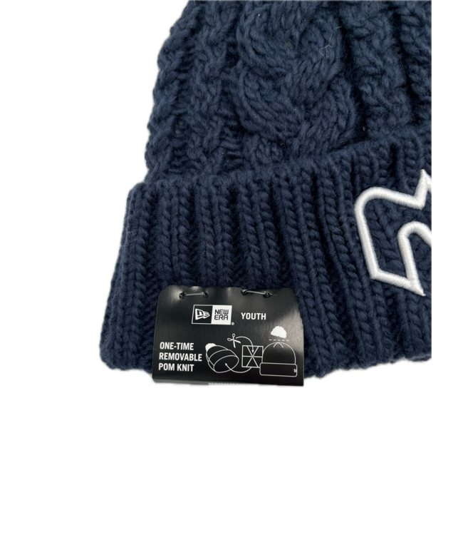 YOUTH NAVY DOUBLE POM KNIT