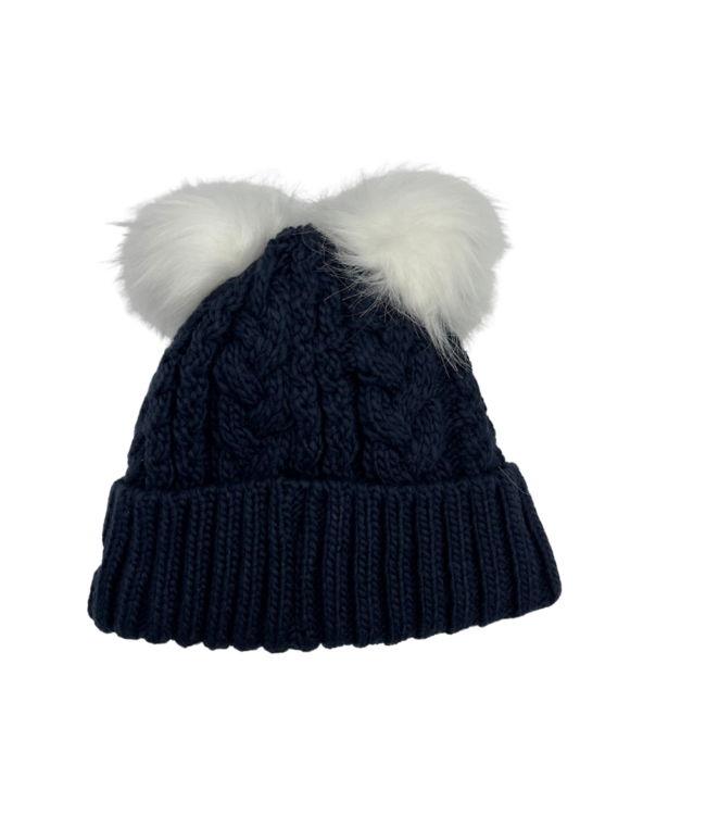TUQUE POUR ENFANT MARINE À DOUBLE POMPON