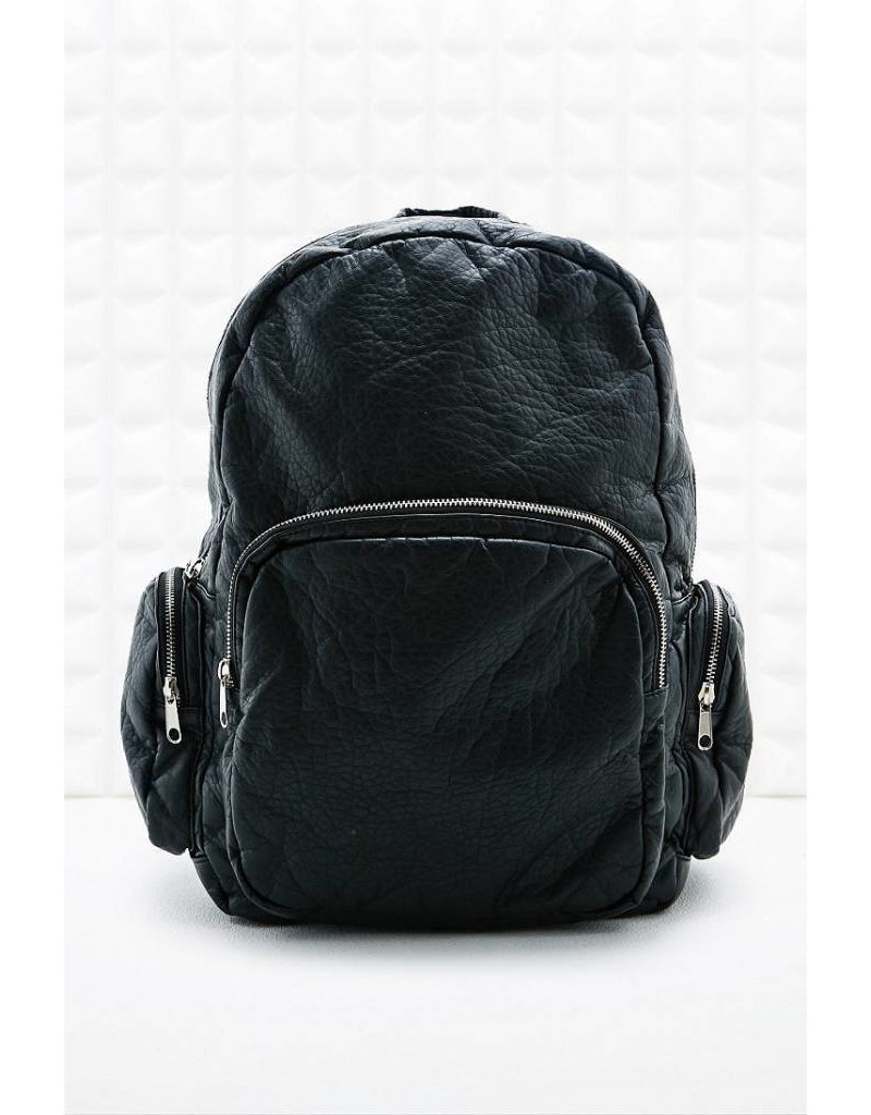 Black leather backpack