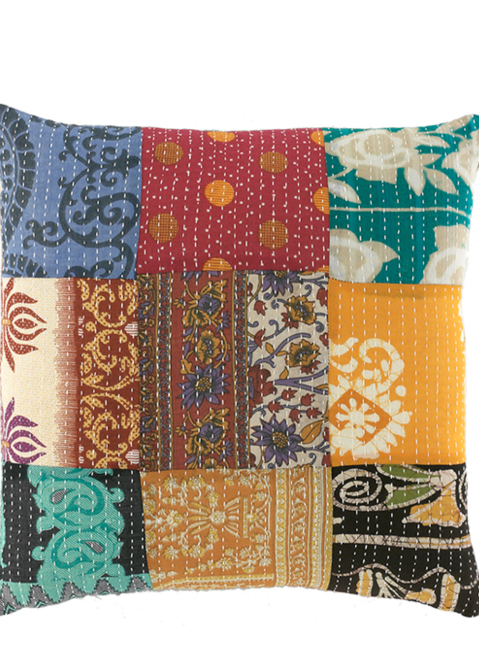 Kantha Patchwork Square Pillow