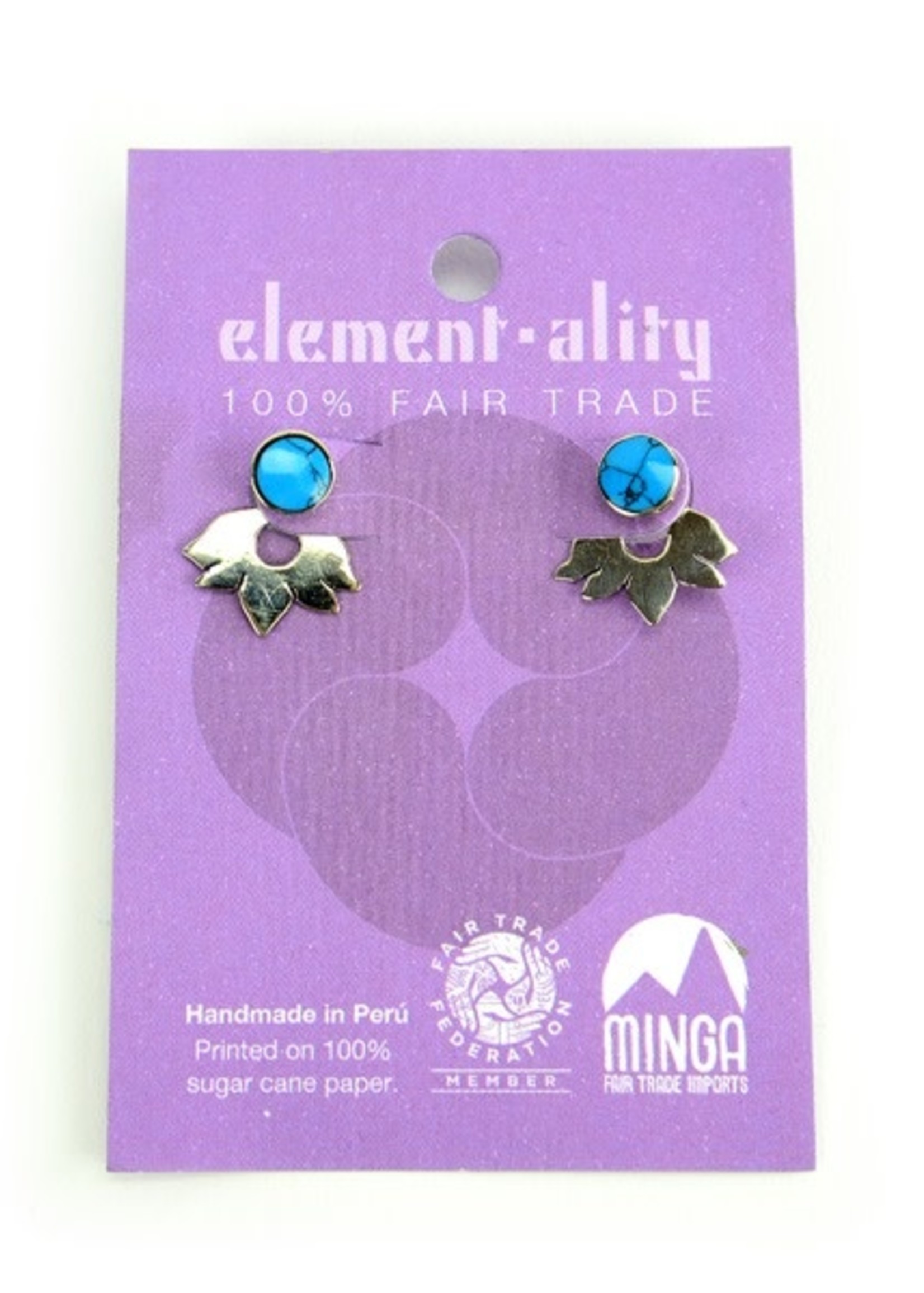 Lotus Flower Ear Jacket Stud Earrings