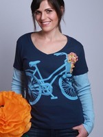 Green 3 Apparel Floral Bike V-Neck DU