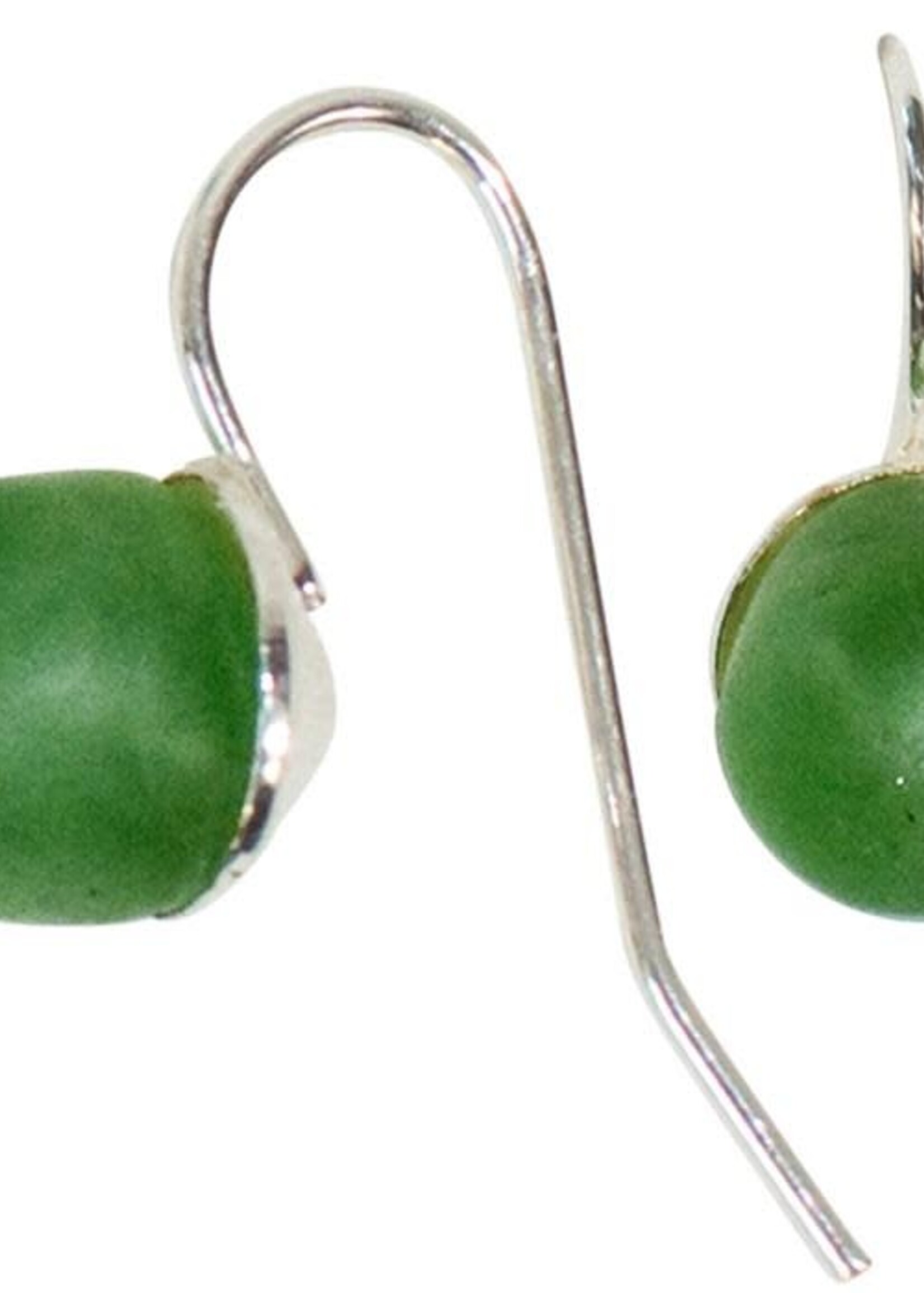 Global Mamas TS Glass Pearls Drop Earrings Moss