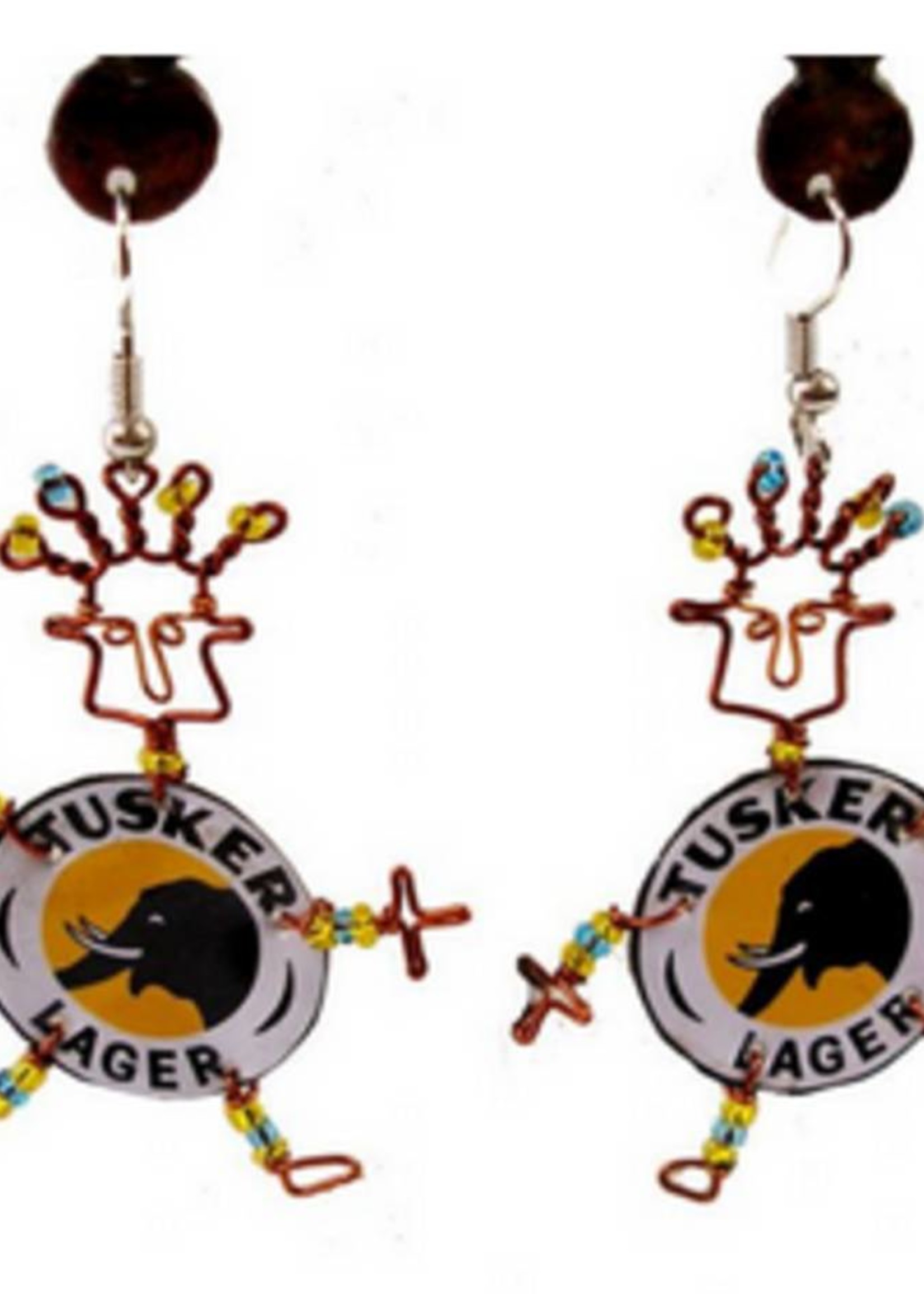 Global Crafts Tusker Bottlecap Earrings