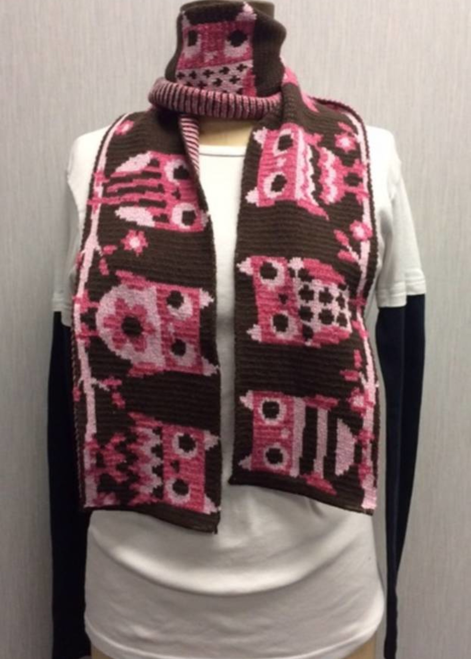 Green 3 Apparel Pink Owl Scarf