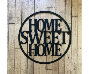 Wood and Metal Home Sweet Home Round Plaque