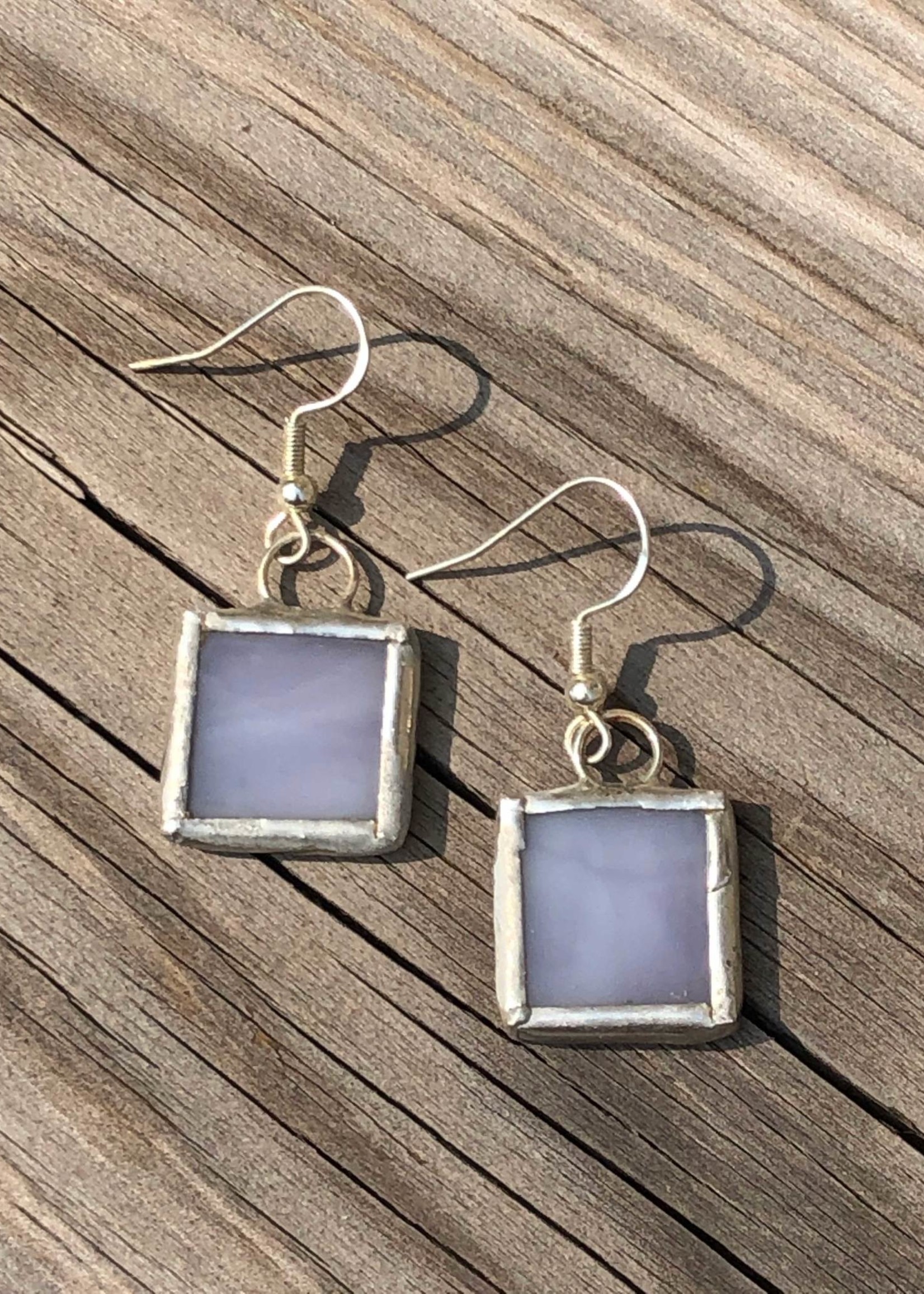 Amber Stained Glass Earrings Square