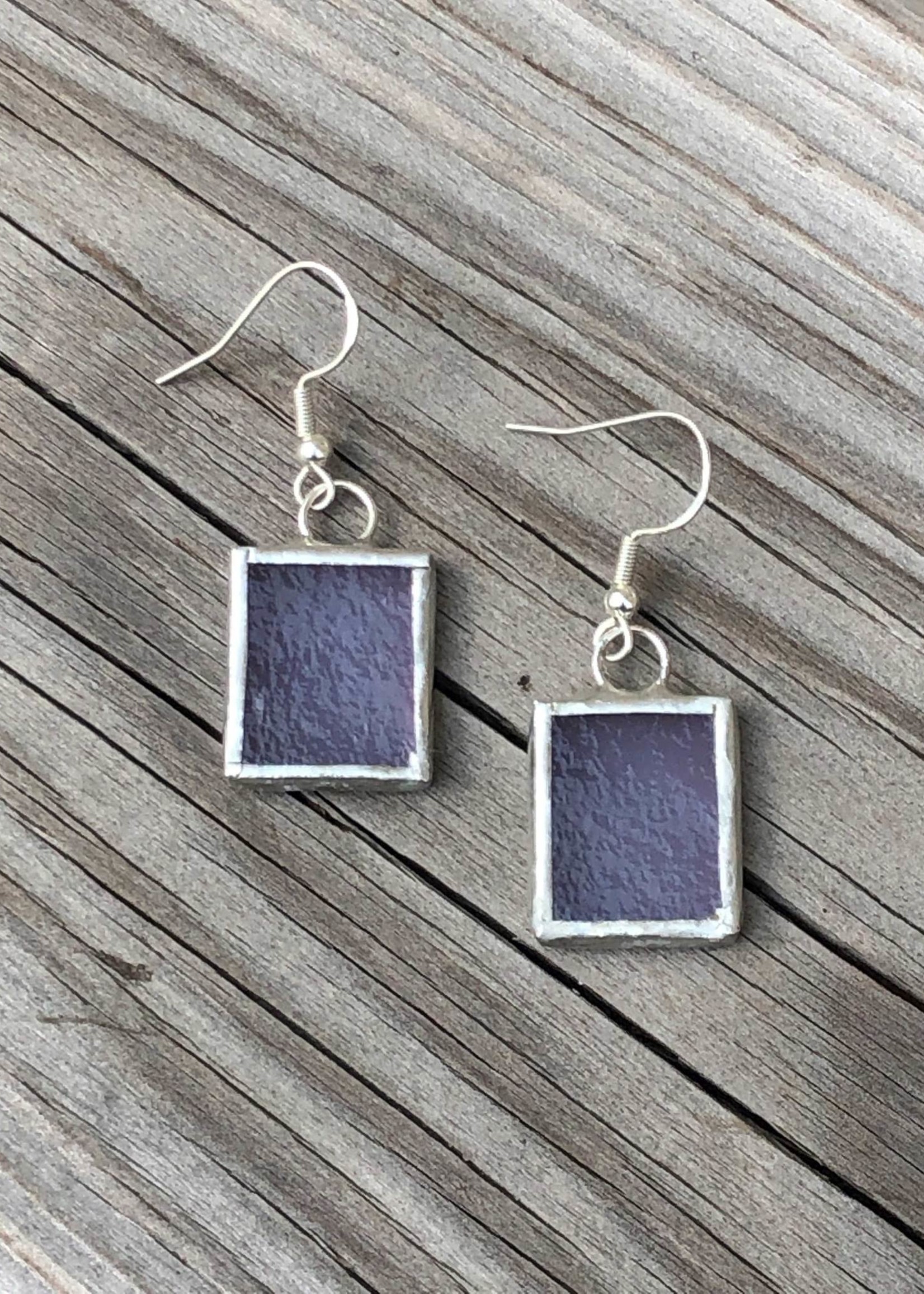 Amber Stained Glass Earrings Square