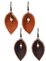 Thai Village Leather Leaf Earrings