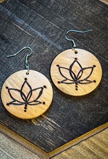 By the River Jewelry LotusBurnWoodDiscEarrings