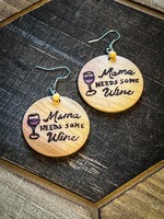 By the River Jewelry MamaNeedsSomeWineBurnWoodDiscEarrings