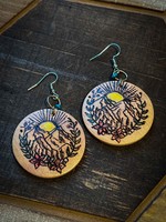 By the River Jewelry MountainsBurnWoodDiscEarrings