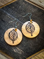 By the River Jewelry LeafBurnWoodDiscEarrings