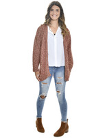 Green 3 Apparel Cotton Relaxed Fit Cardigan Sweater - Rust