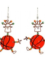 Global Crafts Dancing Girl Basketball Earrings