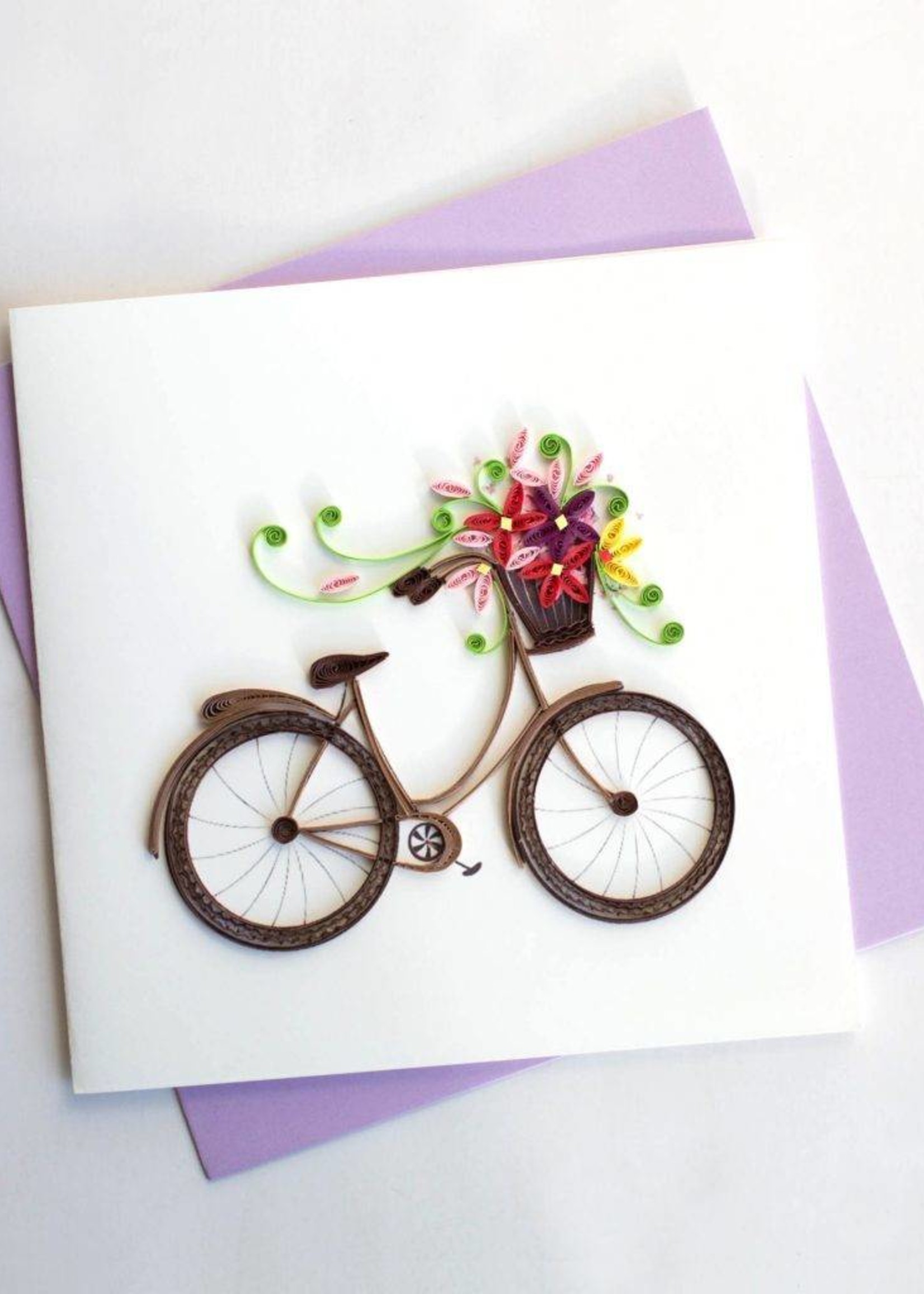 Quilling Card Bicycle with Flower Basket