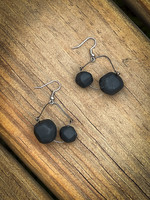Pickled Pottery Geometric Black Clay Earrings