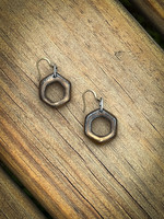 Pickled Pottery Hollow Hex Metallic Earrings