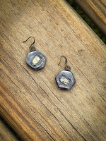 Pickled Pottery Hex Metallic Earrings