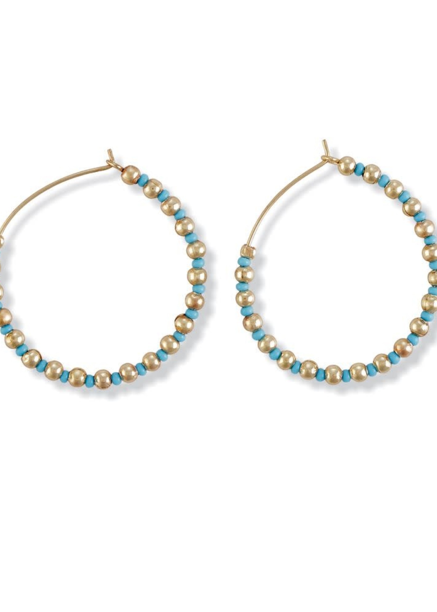 Myra Bag Blue Gold Beaded Hoop Earring