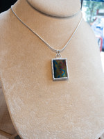 Amber Stained Glass Rectangle Necklace