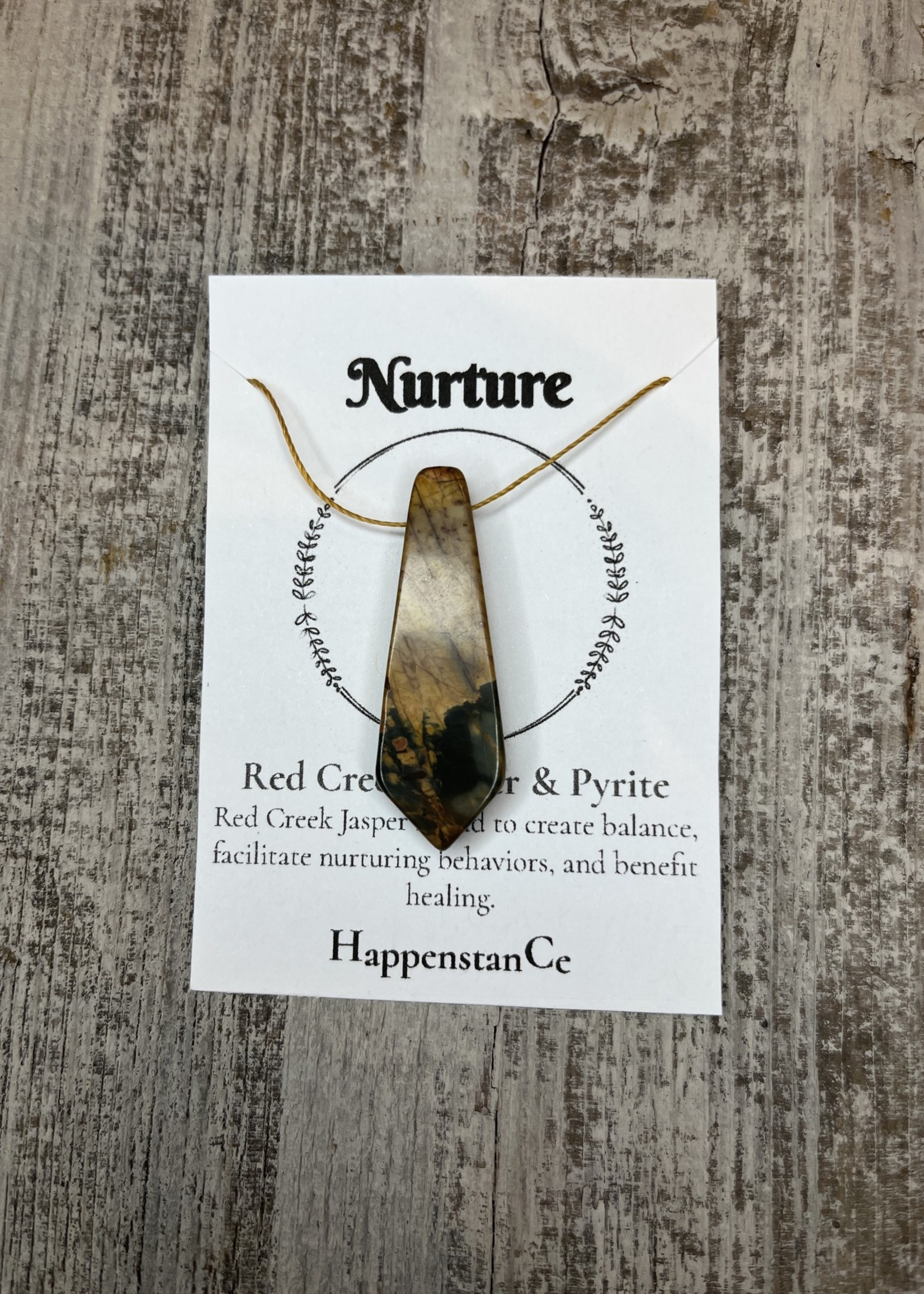 HappenstanCe Nurture Red Creek Jasper & Pyrite Teardrop Necklace