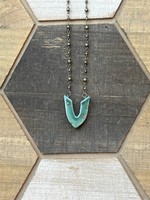 Pickled Pottery 22" Turquoise V Necklace