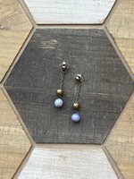 Pickled Pottery Dangle lavender/gold ball earrings