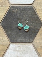 Pickled Pottery Oval Colorblock Turquoise Earrings