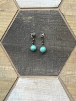 Pickled Pottery Turquoise Ball Dangle Earrings