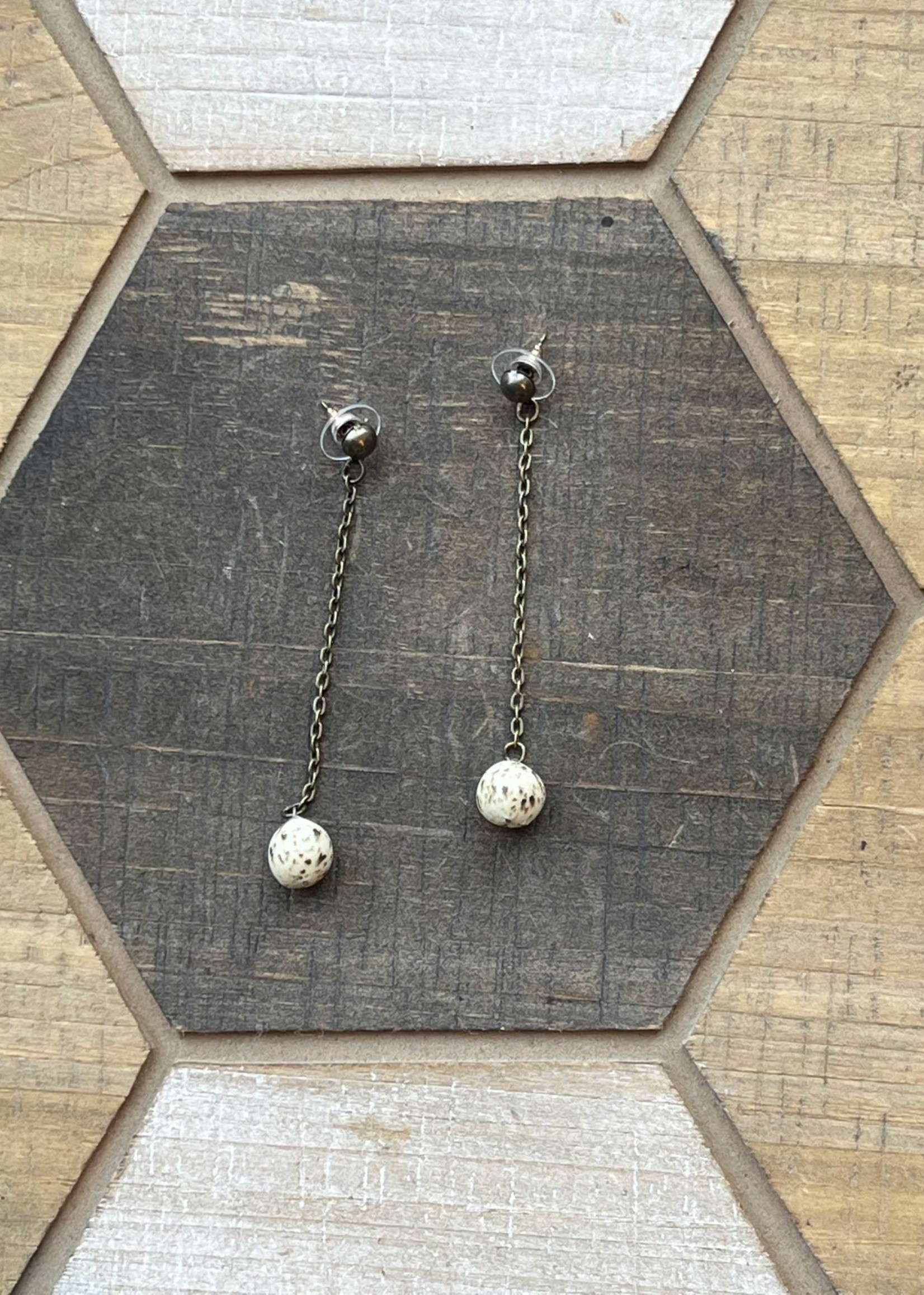 Pickled Pottery Dangle Ball Earrings