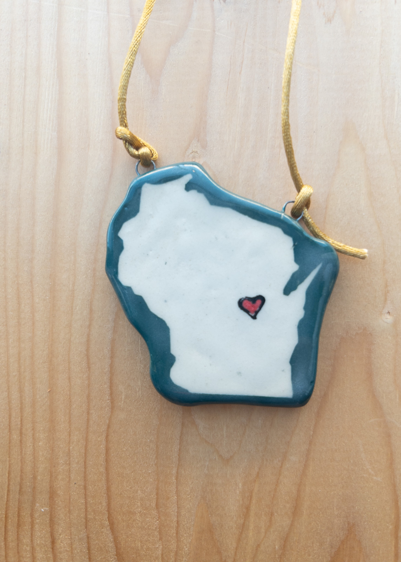 Pickled Pottery Heart Wisconsin Ornament
