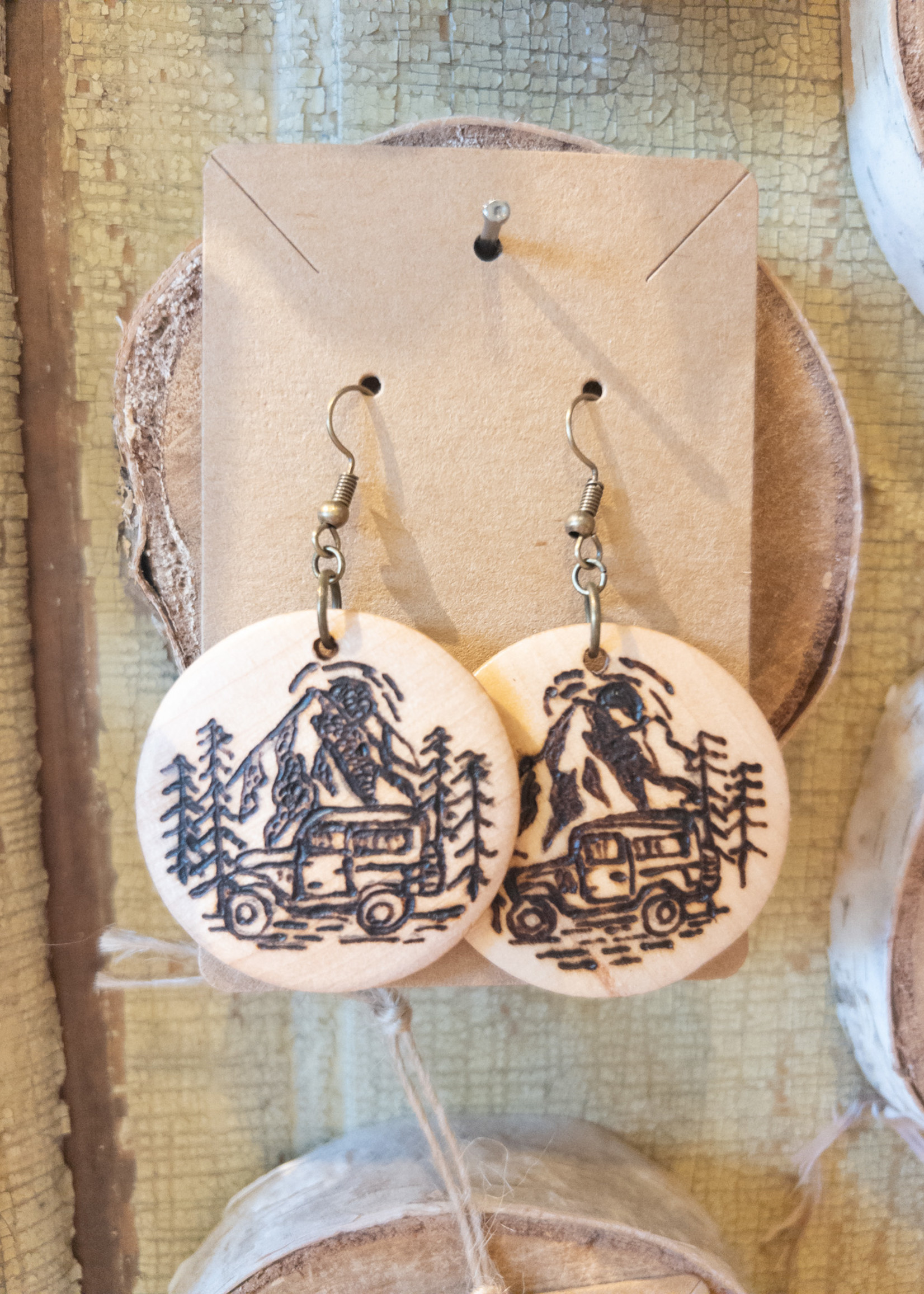 By the River Jewelry Jeep/Mountains Wood Earrings